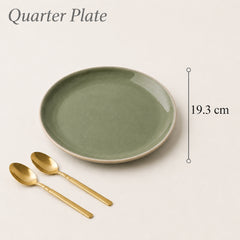 Organic Green Ceramic Dinner Set - 18 Pieces for 6