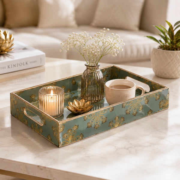 Emerald Heritage Wooden Serving Tray Set of 3