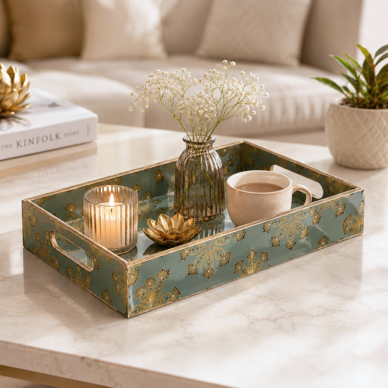 Emerald Heritage Wooden Serving Tray Set of 3
