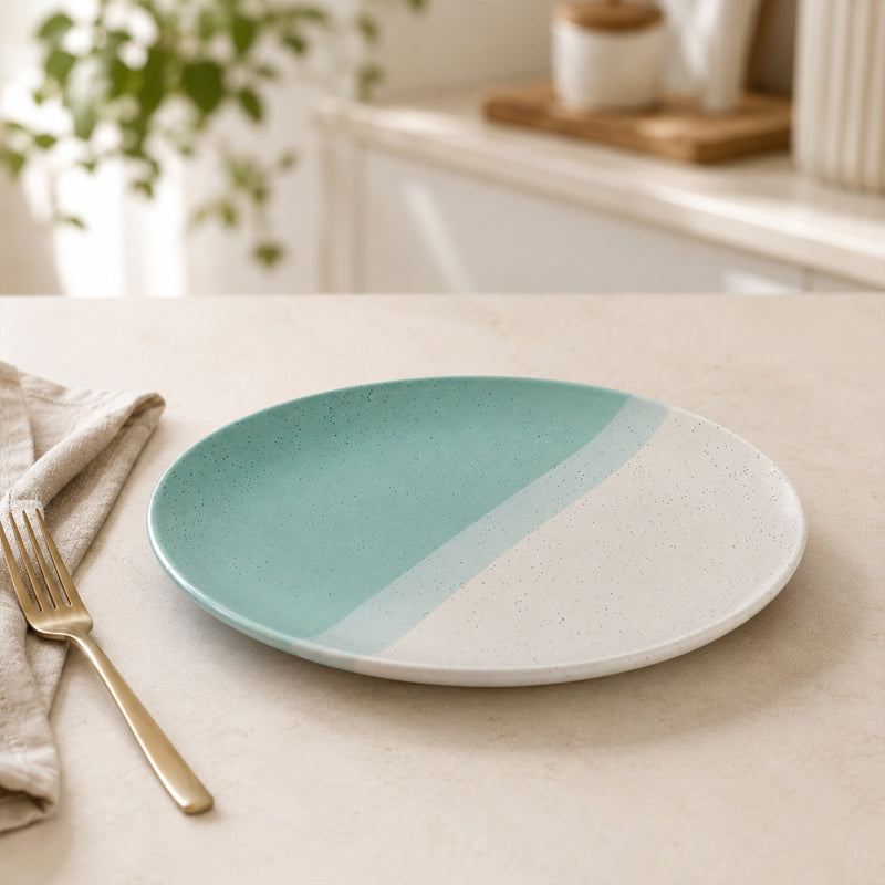 Tritone Green Matte Ceramic Set of 2 Dinner Plates