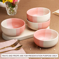 Tritone Pink Matte Ceramic Mixing Bowl Set of 4 – 500ML
