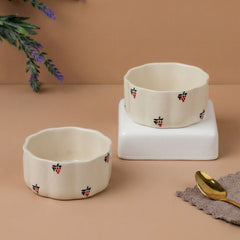 Cream Grapes Ceramic Vegetable Bowl Set of 6 (250ML)