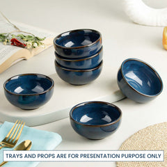Galaxy Blue Ceramic Vegetable Bowl Set of 6, 150 ML