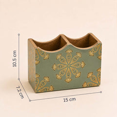 Emerald Heritage Wooden 2-Section Cutlery Holder