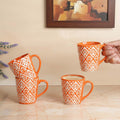 Orange Leaf Ceramic Coffee Mug Set of 4