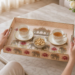 Regal Elephant Wooden Serving Tray Set of 3