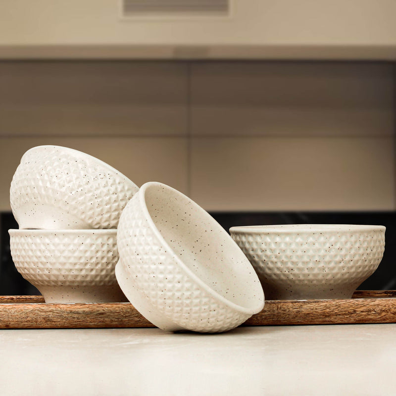 Cream Star Ceramic Bowl Set of 4 – 580ML