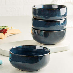 Galaxy Blue Ceramic Snack Bowl Set of 4, 500 ML