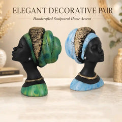 Regal Noir & Gold Sculptural Bust Duo