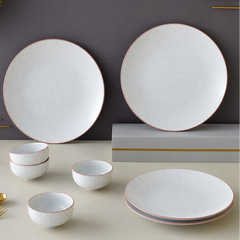 White Matte Ceramic Dinner Set - 8 pieces