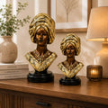 Majestic Gold & Bronze Sculptural Bust Pair (Set of 2)
