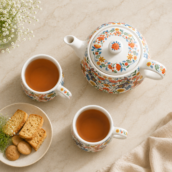 Bunny Floret Morning Tea Set: 1000ML Teapot & 6 Cups (150ML)