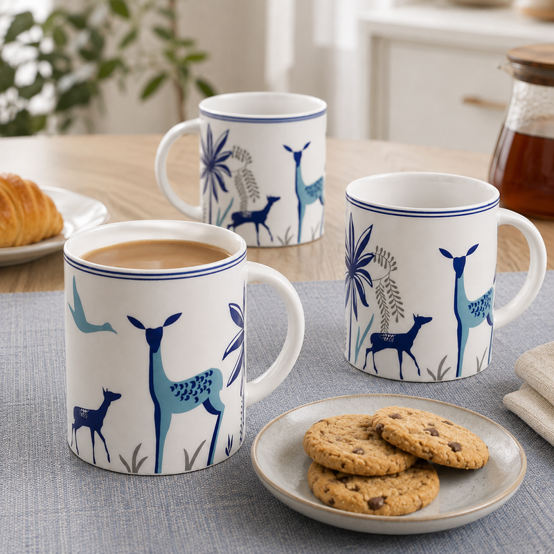 Stag Blue Coffee Mug Set (Set of 6)