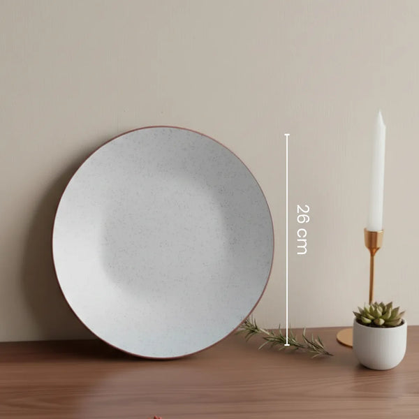 White Matte Brown 3-Piece Ceramic Plate & Bowl Set