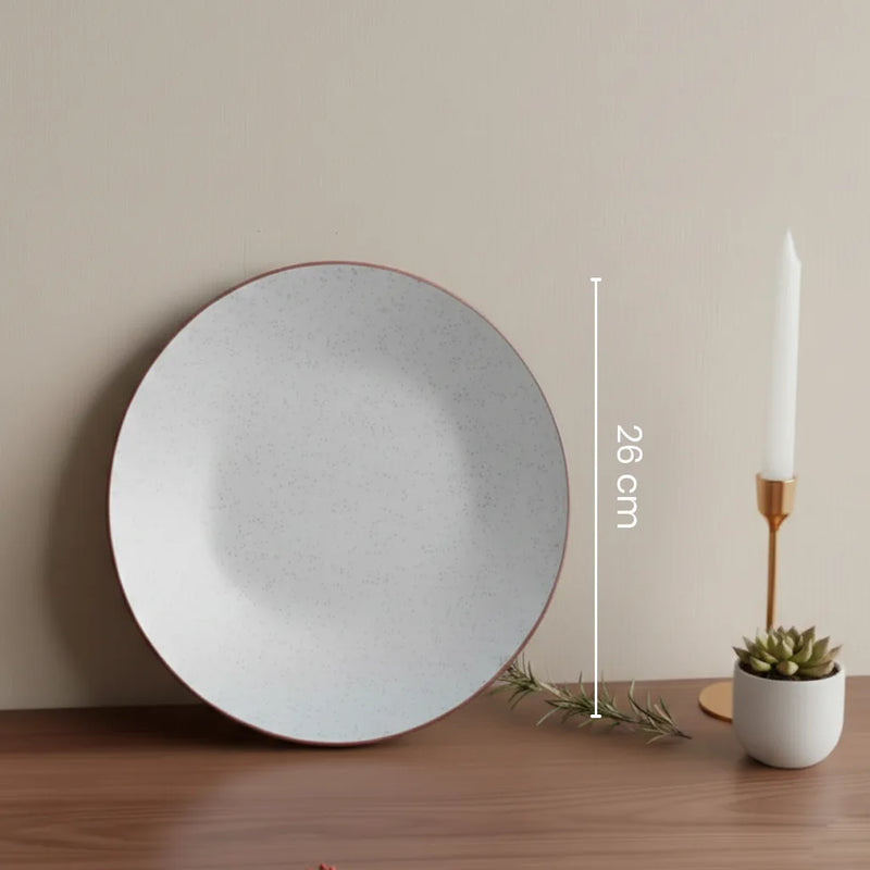 White Matte Brown 3-Piece Ceramic Plate & Bowl Set
