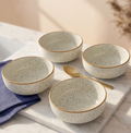 White Matte Brown Ceramic Bowl Set Of 4