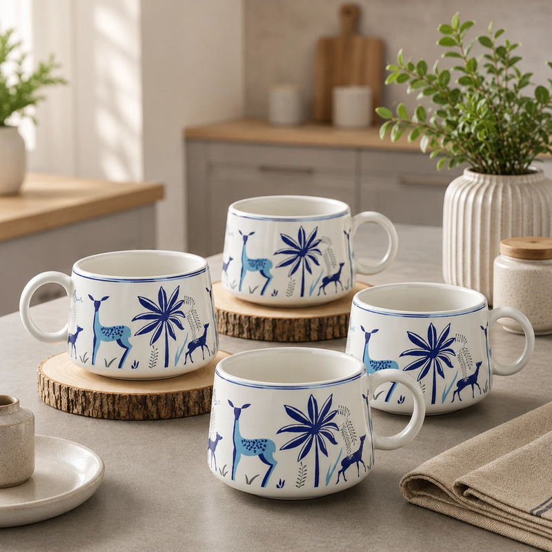 Stag Blue Tea Cups (Set of 6)