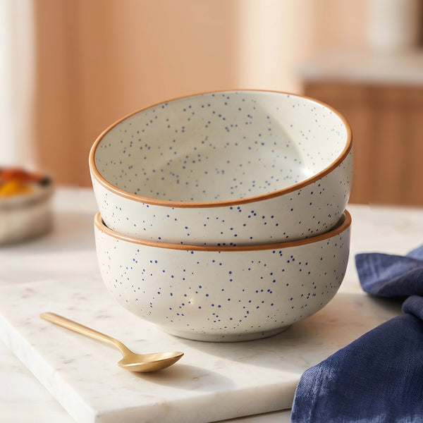 White Matte Brown Ceramic Bowl Set Of 4