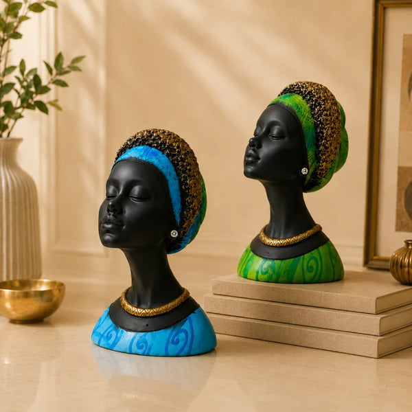 Regal Noir & Gold Sculptural Bust Duo