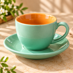 Mint Novelle Ceramic Cappuccino Cup & Saucer Set of 4