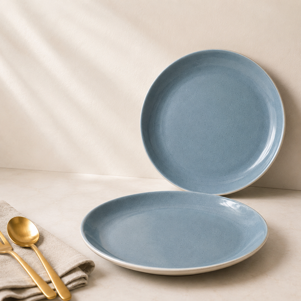 Organic Grey Ceramic Quarter Plates - Set of 2