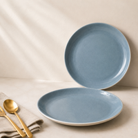 Organic Grey Ceramic Quarter Plates - Set of 2