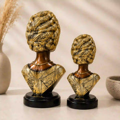 Majestic Gold & Bronze Sculptural Bust Pair (Set of 2)
