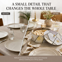 Geometric Elegance Wooden Casserole with Lid - 1800 ml
