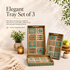 Mughal Heritage Wooden Serving Tray Set of 3