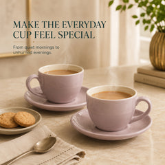 Solid Lavender Ceramic Cappuccino Cup & Saucer Set of 4