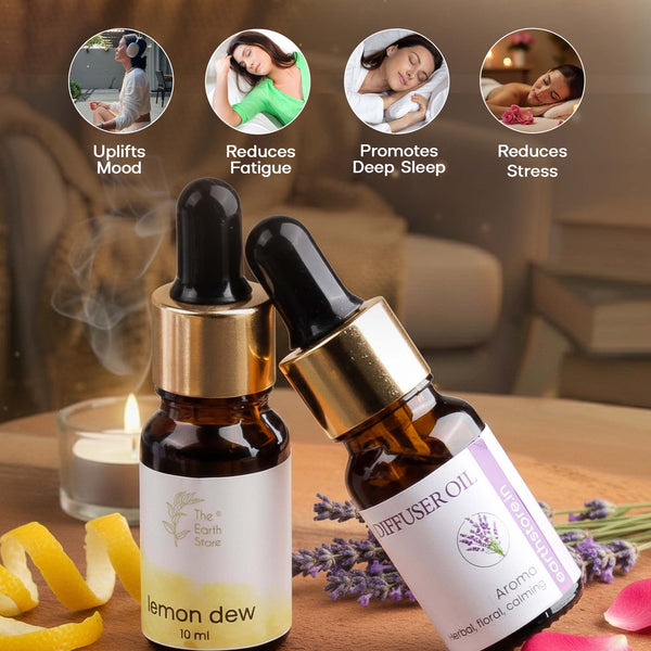 Lavender & Lemon Dew Aroma Diffuser Oil Set (10ml Each) – Calm & Fresh Duo