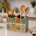 Mughal Heritage Wooden 2-Section Cutlery Holder