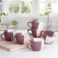 DT Magenta Italian Ceramic Tea Cup Set of 6, 160ML
