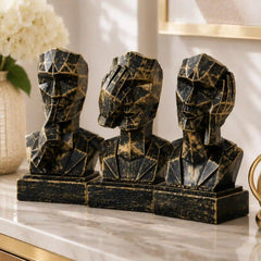 Geometric Mindful Thinker Sculpture Trio