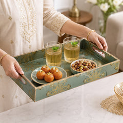Emerald Heritage Wooden Serving Tray Set of 3