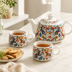Bunny Floret Morning Tea Set: 1000ML Teapot & 6 Cups (150ML)