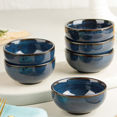 Galaxy Blue Ceramic Vegetable Bowl Set of 6, 150 ML