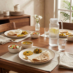 Creme Ceramic Dinner Set - 21 Piece Dining & Serving Set