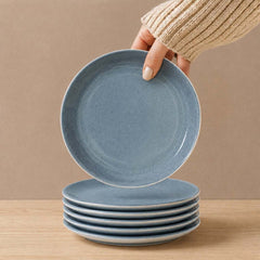 Organic Grey Ceramic Quarter Plates - Set of 6