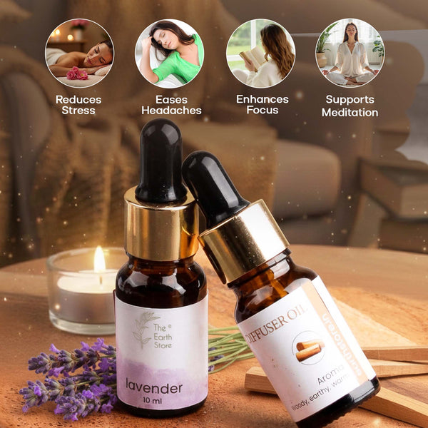 Lemon Dew & Sandal Aroma Diffuser Oil Set (10ml Each) – Energy & Grounding Duo