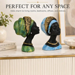 Regal Noir & Gold Sculptural Bust Duo