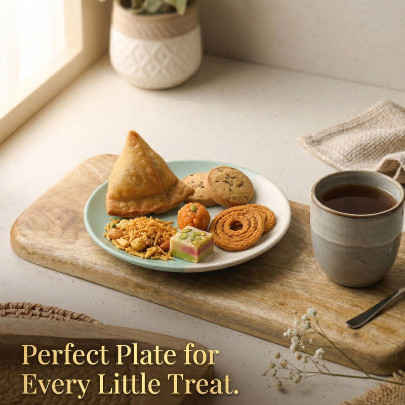 TT Green Matte Ceramic Quarter Plates Set of 6 – Chip-Resistant