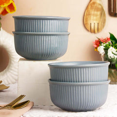 Grey Fringe Ceramic Bowl Set of 4 – 550ML