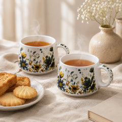 Botanical Meadow Ceramic Tea Set – 1000ML Teapot & 6 Cups