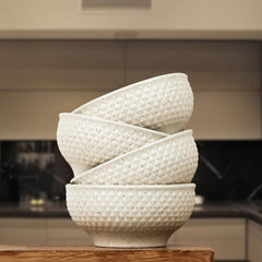 Cream Star Ceramic Bowl Set of 4 – 580ML