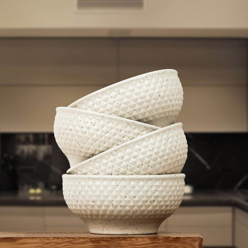 Cream Star Ceramic Bowl Set of 4 – 580ML