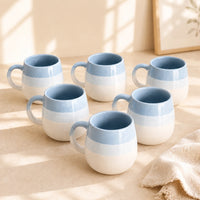 Tritone Sky Blue Ovule Shape Tea Cups Set of 6