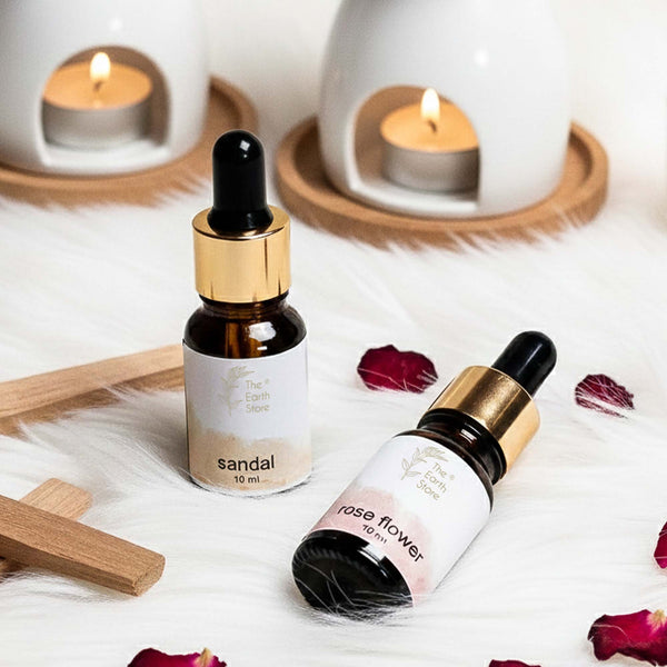 Sandal & Rose Aroma Diffuser Oil Set (10ml Each) – Woody & Floral Luxury Duo