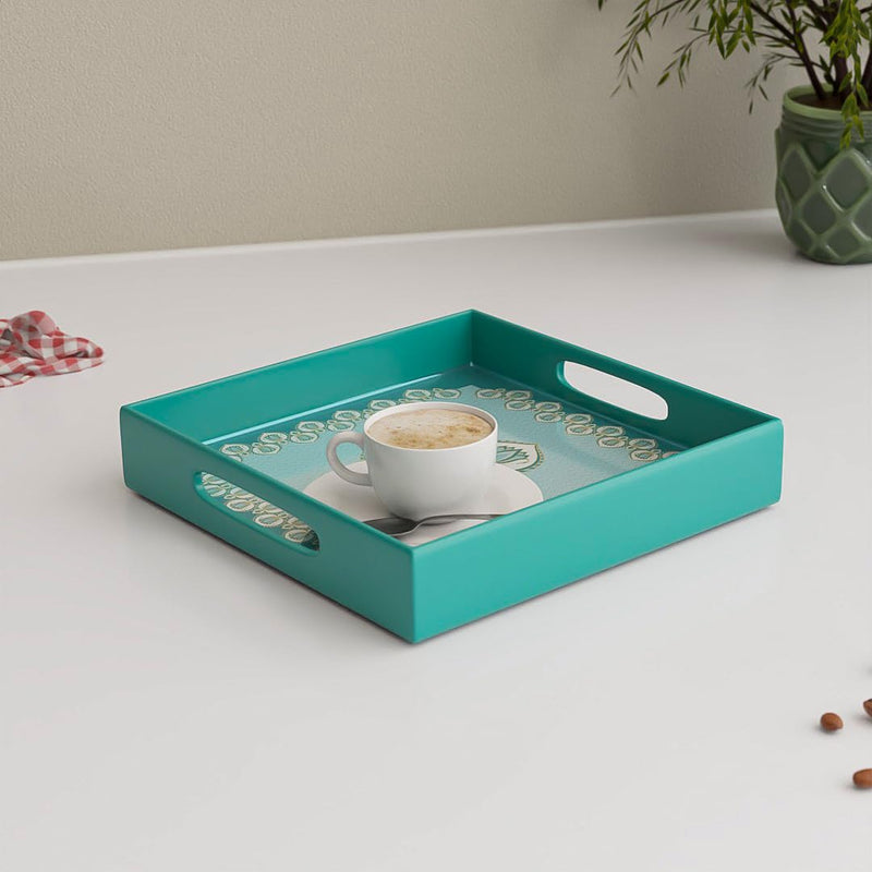 Floral Wooden Serving Tray Set of 2