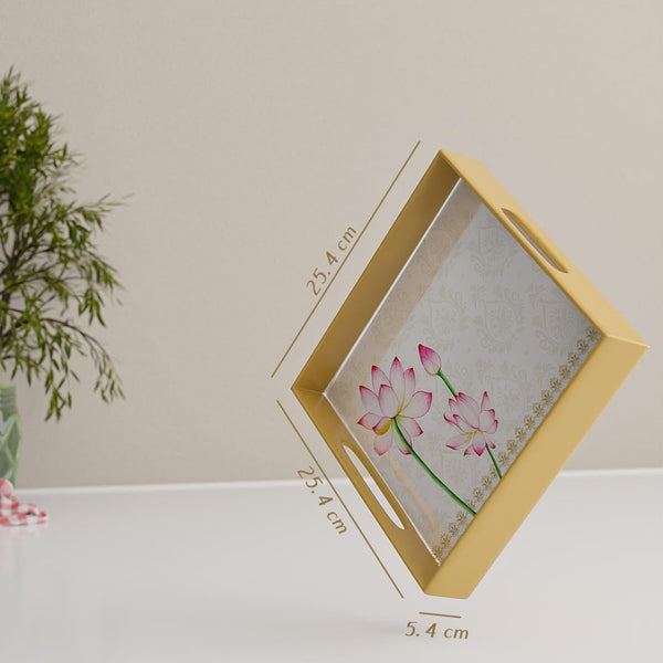 Lotus Wooden Serving Tray Set of 2